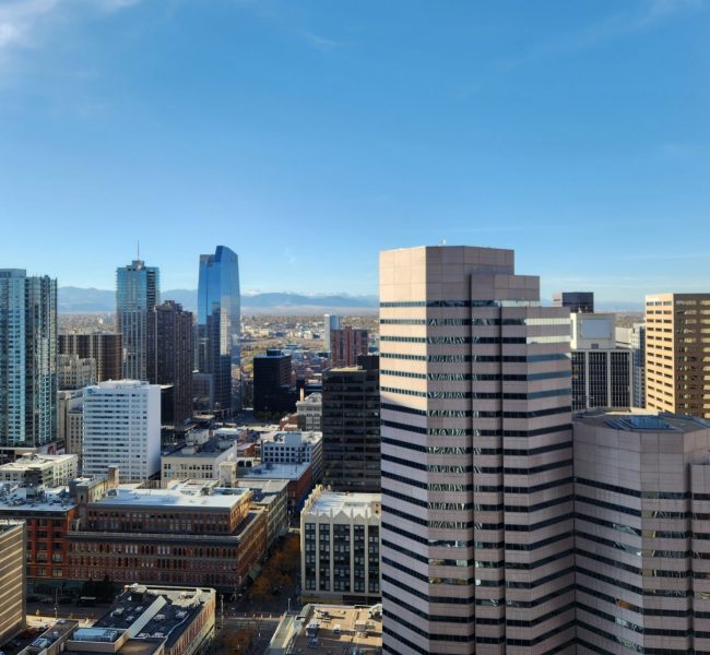 Daytime Denver Skyline Picture taken from a balcony